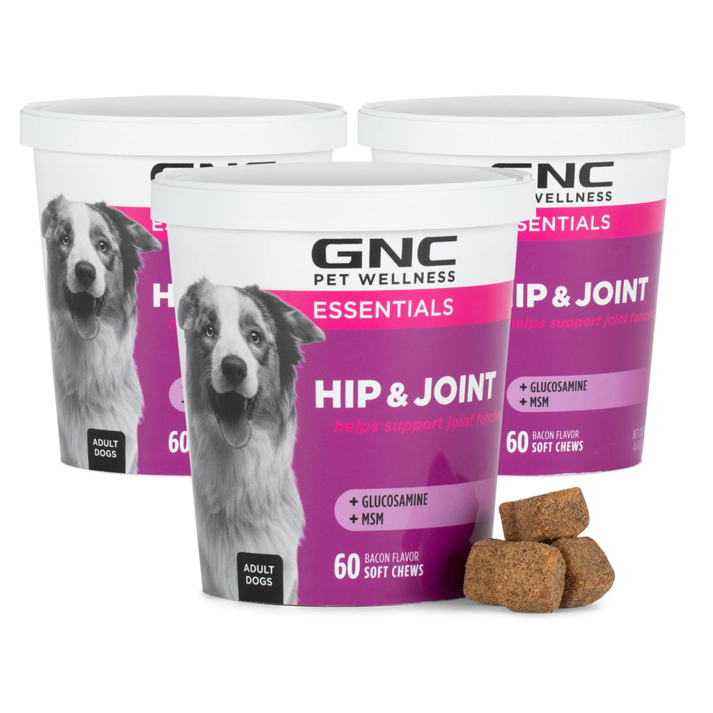 GNC Pets Essentials Digestion Soft Chews for Dogs, Bacon Flavor, 60 Count | Prebiotics, probiotics, and enzymes formula, for digestive support, puppies and adult dogs, reusable jar