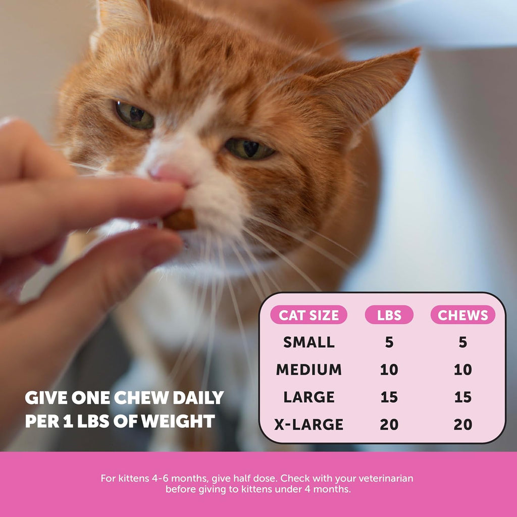 Cat Multivitamin Crunchy Creamy Chews - Daily Cat Vitamins with Lysine, Prebiotics, Omega 3 Fish Oil - Cat Treats for Immune Support, Skin Coat, Digestion, Heart + Joint Health (30-Day Supply)