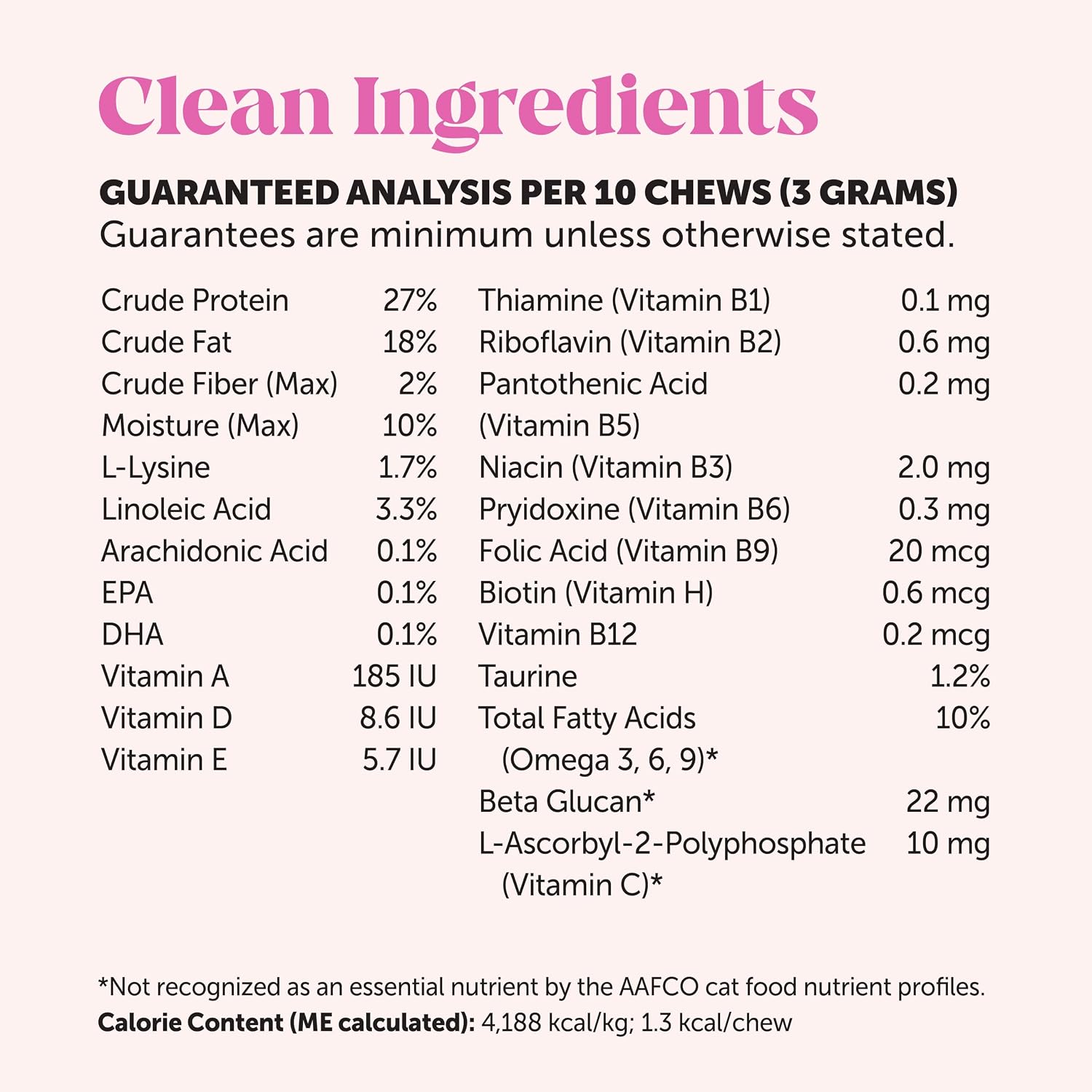 Cat Multivitamin Crunchy Creamy Chews - Daily Cat Vitamins with Lysine, Prebiotics, Omega 3 Fish Oil - Cat Treats for Immune Support, Skin Coat, Digestion, Heart + Joint Health (30-Day Supply)